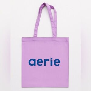 Aerie Canvas 100% Cotton Medium Tote Bag Purple Lilac 14x16 New NWOT